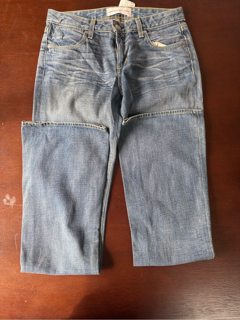 Paper Denim & Cloth light blue jeans with yellow stitching y2k - Picture 2 of 4